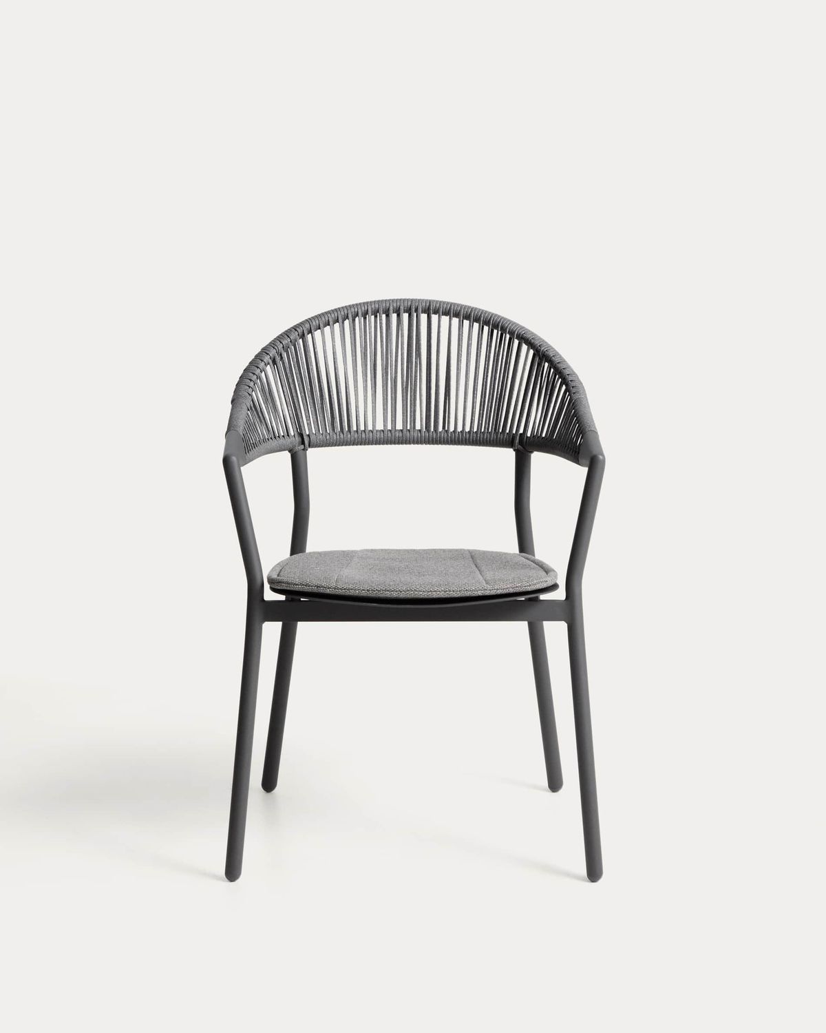 Silla apilable de exterior Alimia de aluminio grafito y cuerda sintética gris