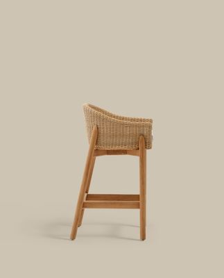 Taburete Galea de madera maciza de teca y ratán sintético 75 cm FSC 100%