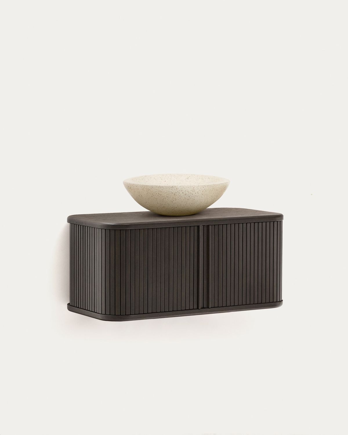 Mueble de baño Mailen en chapa de fresno con acabado oscuro 90 x 45 cm