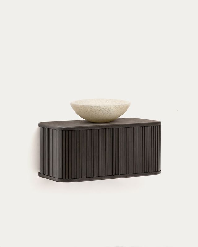 Mueble de baño Mailen en chapa de fresno con acabado oscuro 90 x 45 cm