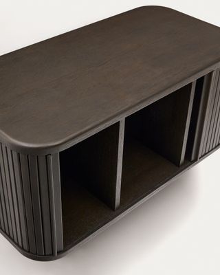 Mueble de baño Mailen en chapa de fresno con acabado oscuro 90 x 45 cm
