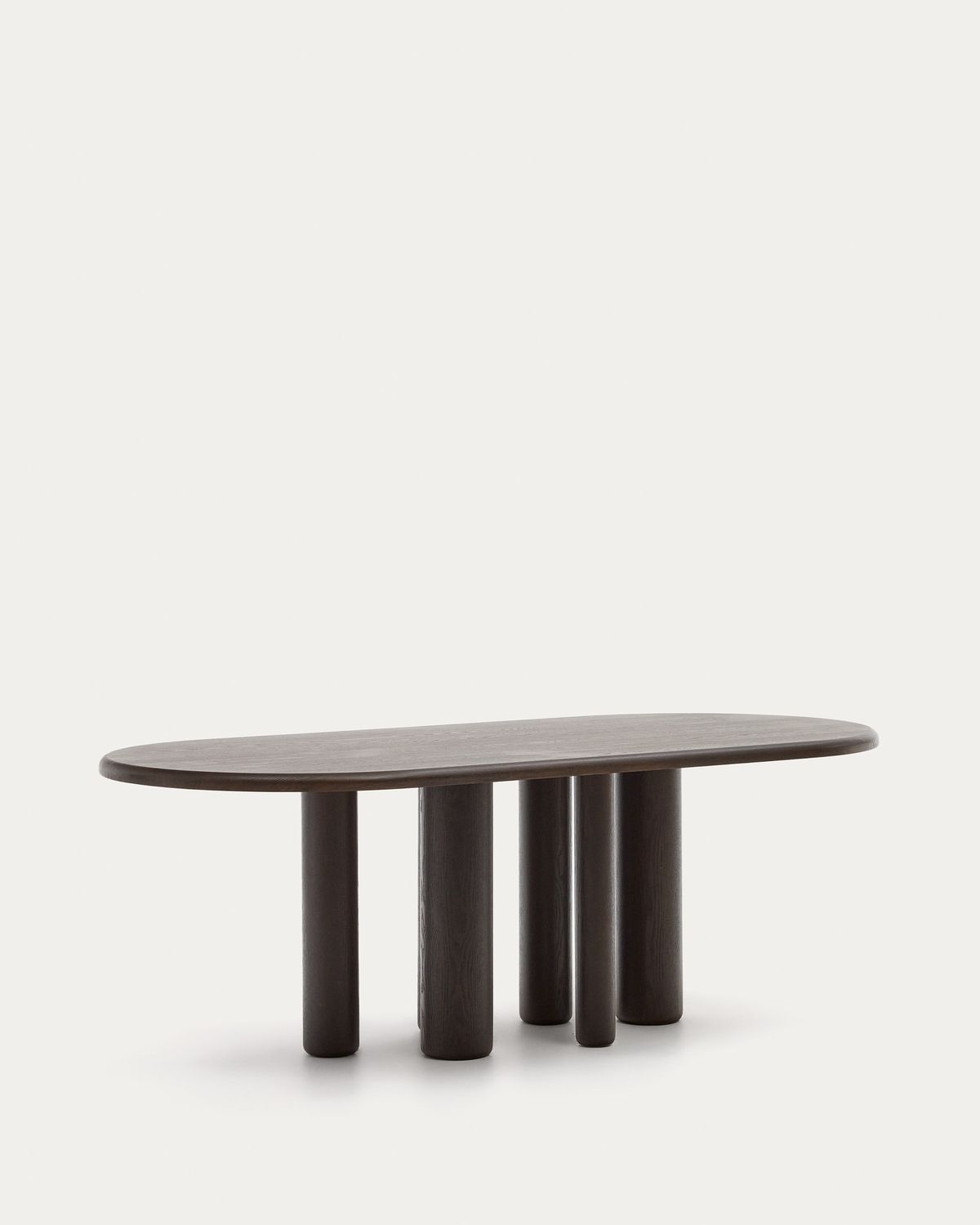 Mesa ovalada Mailen en chapa de fresno con acabado oscuro Ø 220 x 105 cm