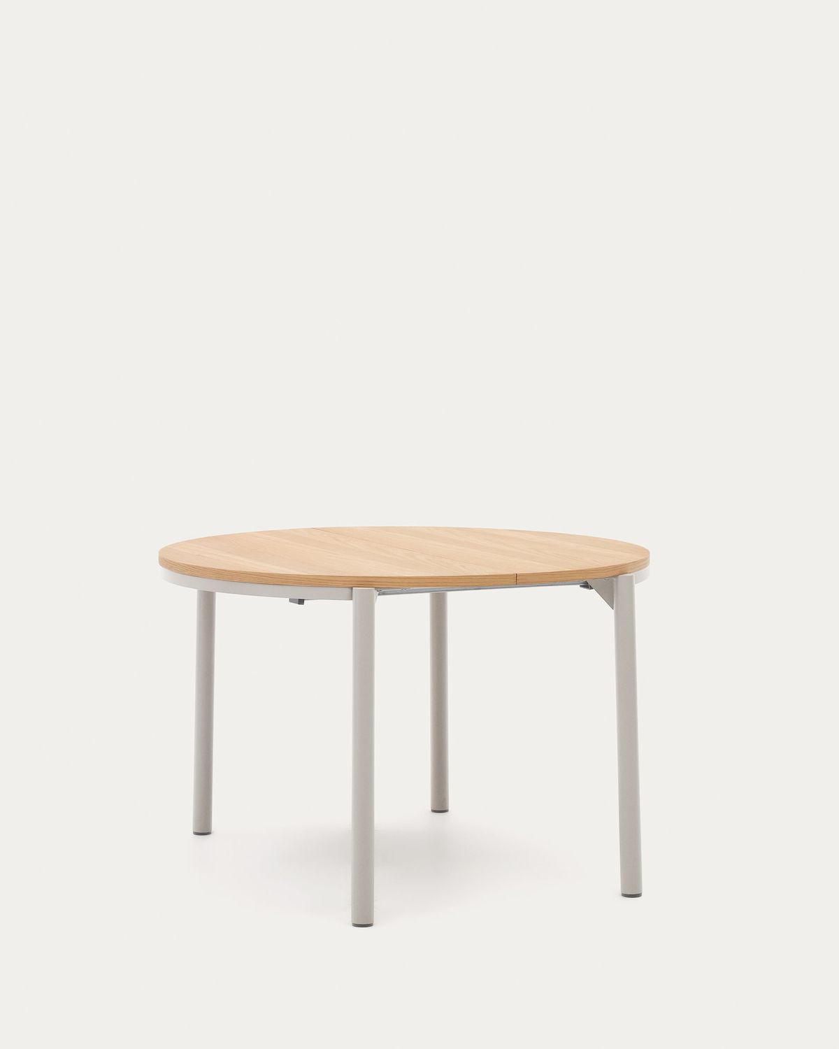 Mesa extensible redonda Montuiri chapa de roble y patas de acero acabado gris Ø 120 (200) cm