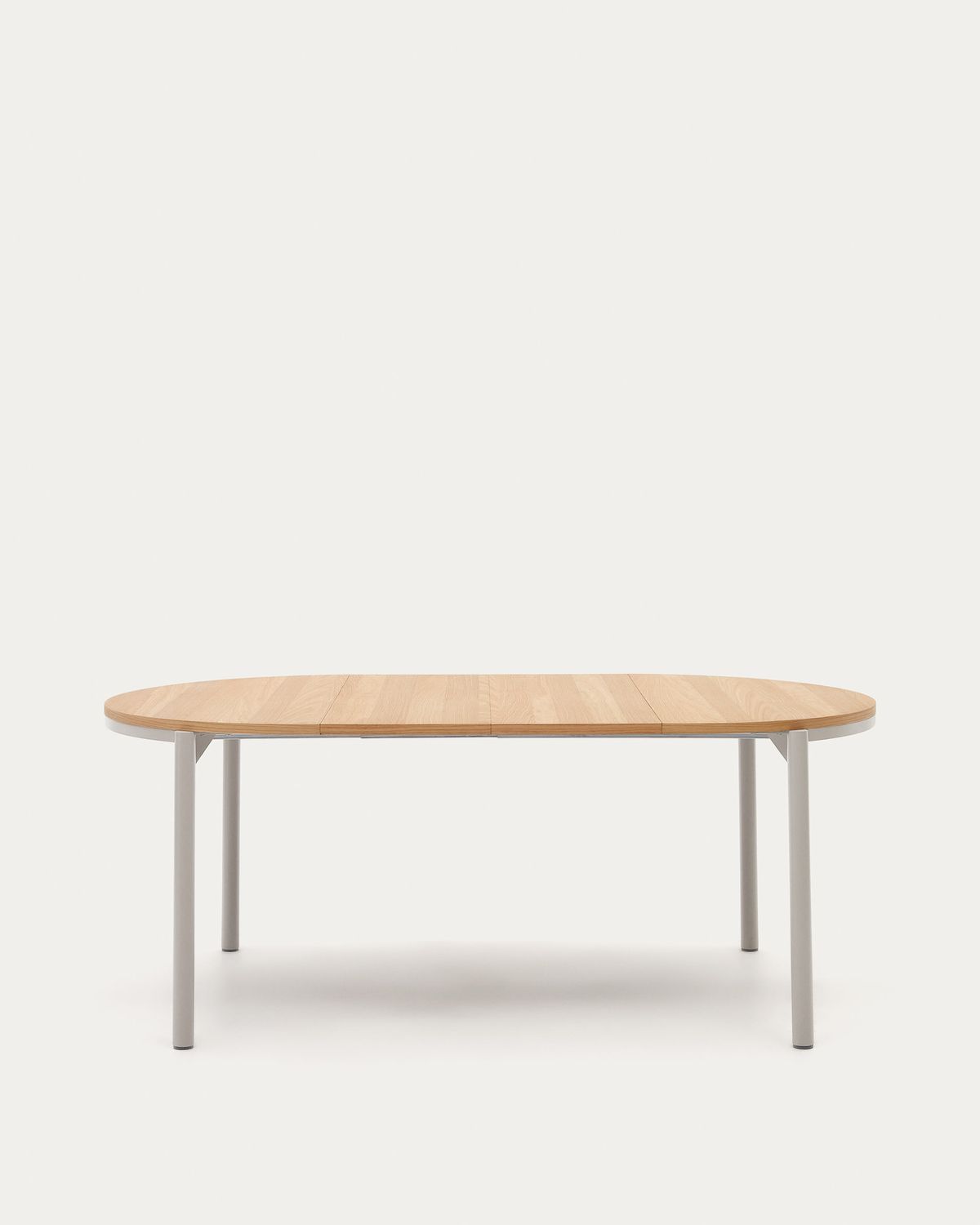 Mesa extensible redonda Montuiri chapa de roble y patas de acero acabado gris Ø 120 (200) cm