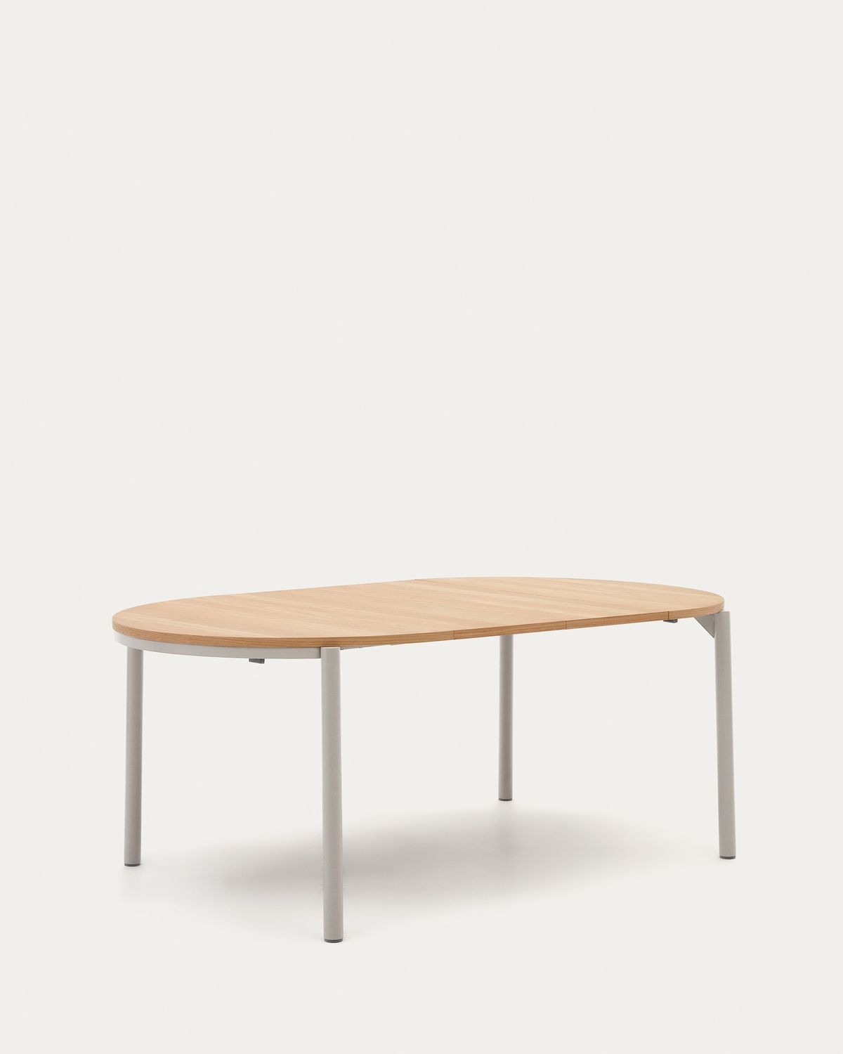 Mesa extensible redonda Montuiri chapa de roble y patas de acero acabado gris Ø 120 (200) cm