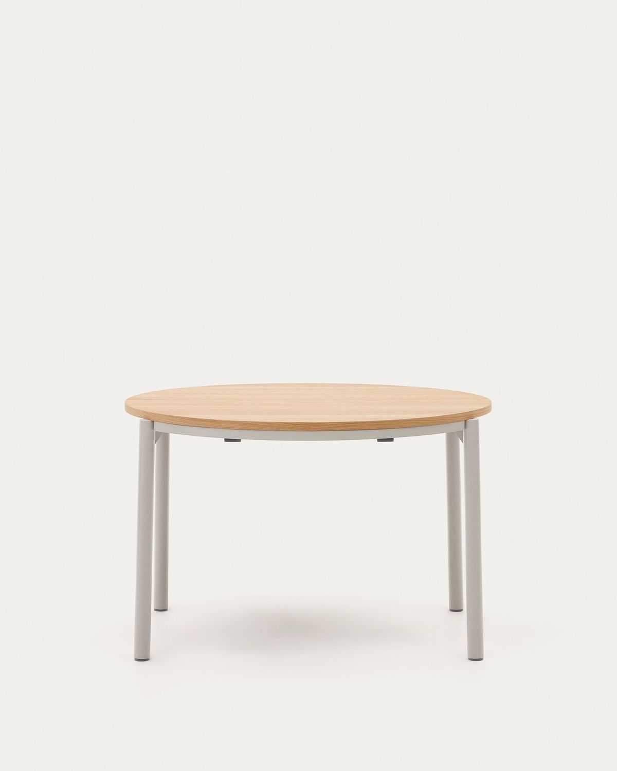Mesa extensible redonda Montuiri chapa de roble y patas de acero acabado gris Ø 120 (200) cm