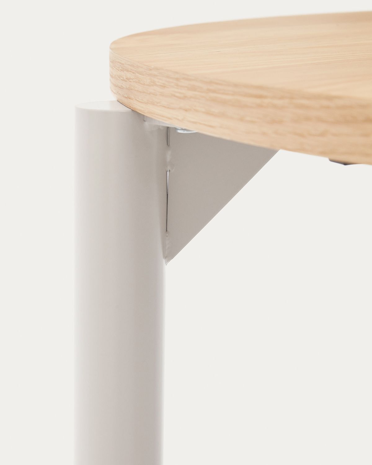 Mesa extensible redonda Montuiri chapa de roble y patas de acero acabado gris Ø 120 (200) cm