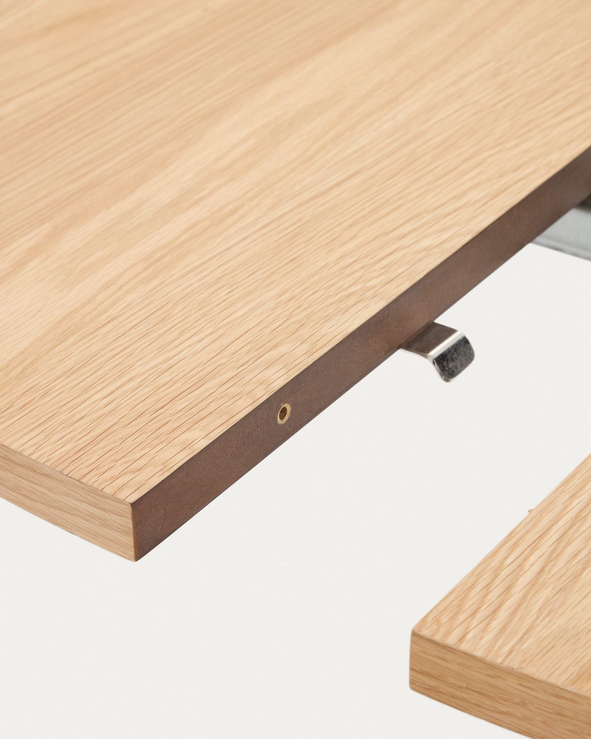 Mesa extensible redonda Montuiri chapa de roble y patas de acero acabado gris Ø 120 (200) cm