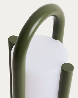 Lámpara de mesa pequeña portátil Leros de polietileno y acero verde