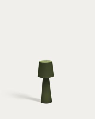 Lámpara de mesa pequeña de exterior Arenys de metal con acabado pintado verde