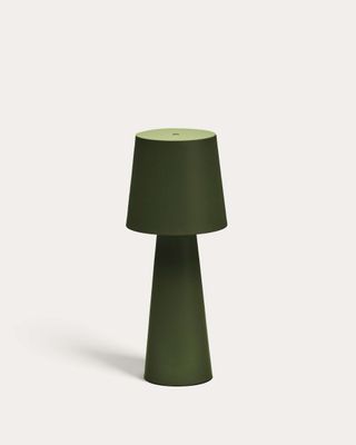 Lámpara de mesa grande de exterior Arenys de metal con acabado pintado verde