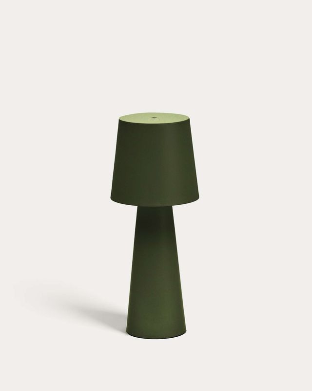 Lámpara de mesa grande de exterior Arenys de metal con acabado pintado verde
