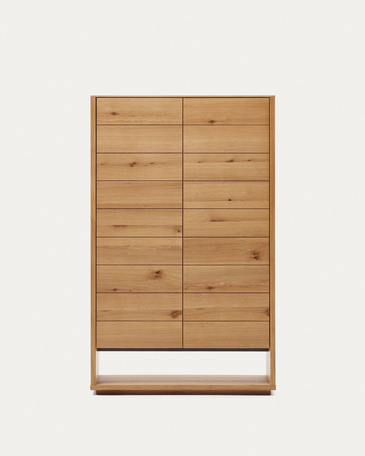 Aparador alto Alguema 2 puertas en chapa de roble con acabado natural 100 x 163,5 cm