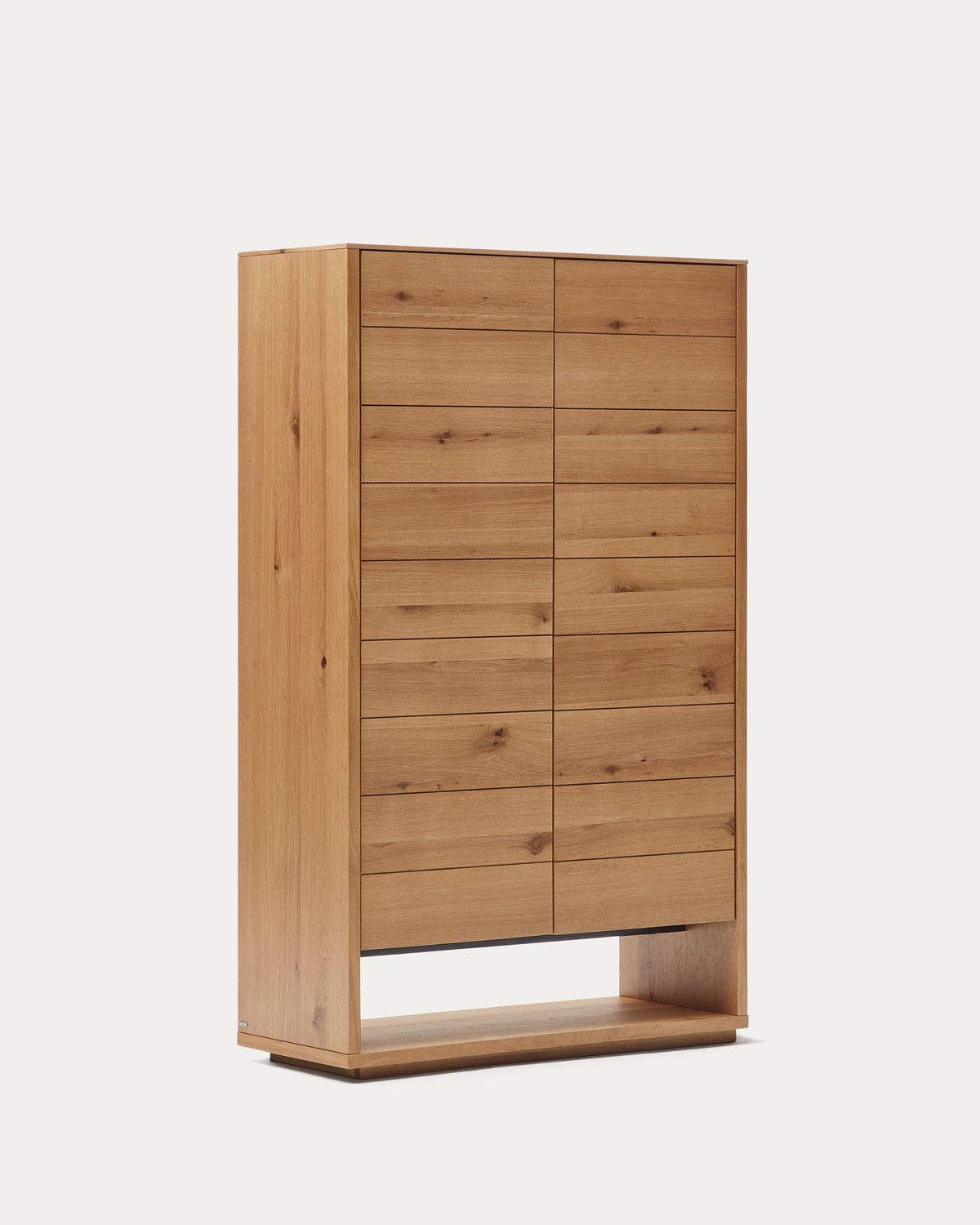 Aparador alto Alguema 2 puertas en chapa de roble con acabado natural 100 x 163,5 cm