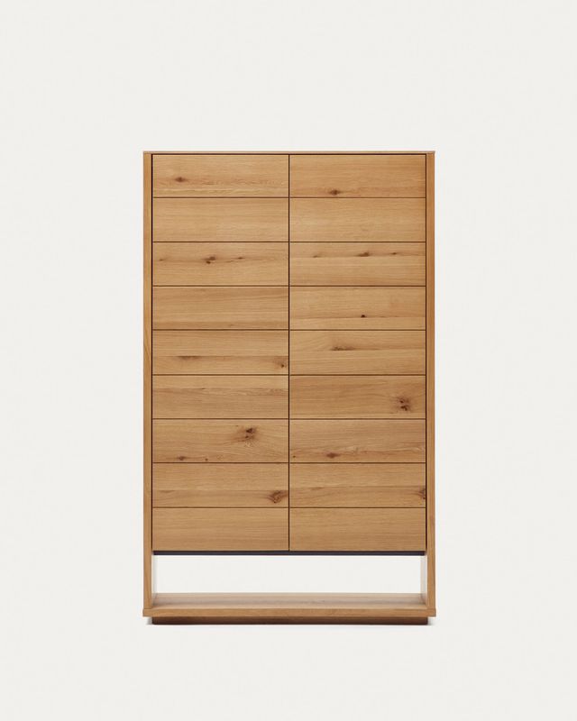 Aparador alto Alguema 2 puertas en chapa de roble con acabado natural 100 x 163,5 cm