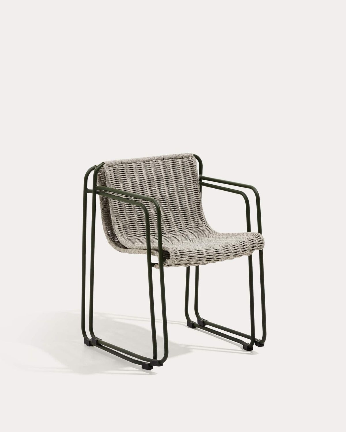 Silla apilable Maurina de acero galvanizado verde y cuerda crudo y gris