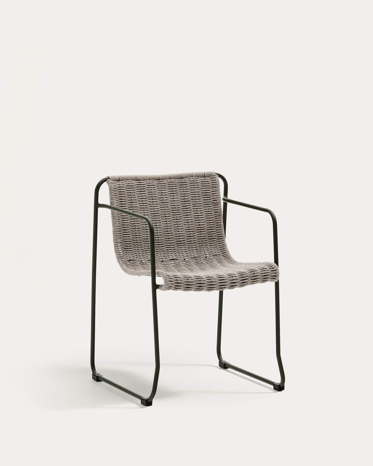 Silla apilable Maurina de acero galvanizado verde y cuerda crudo y gris