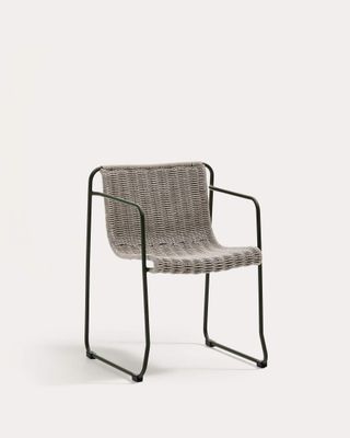 Silla apilable Maurina de acero galvanizado verde y cuerda crudo y gris