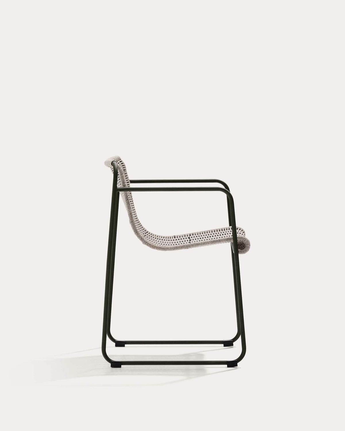 Silla apilable Maurina de acero galvanizado verde y cuerda crudo y gris