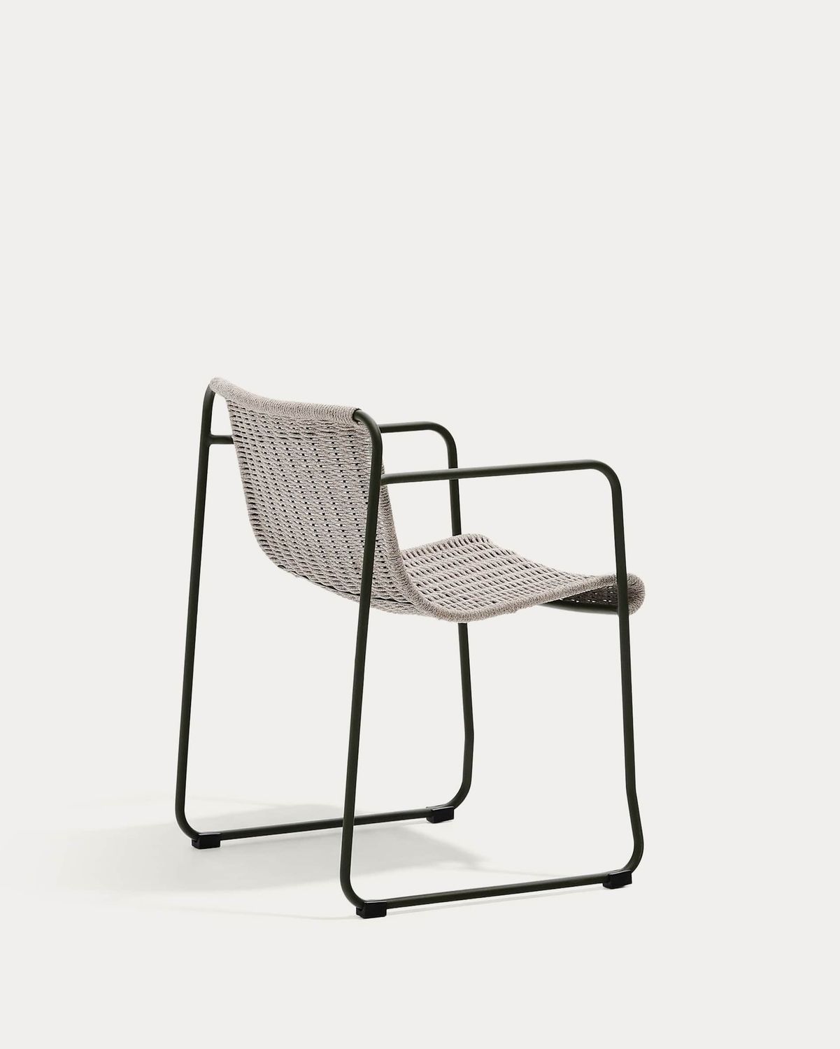 Silla apilable Maurina de acero galvanizado verde y cuerda crudo y gris