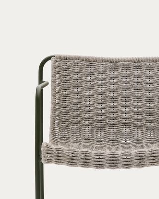Silla apilable Maurina de acero galvanizado verde y cuerda crudo y gris