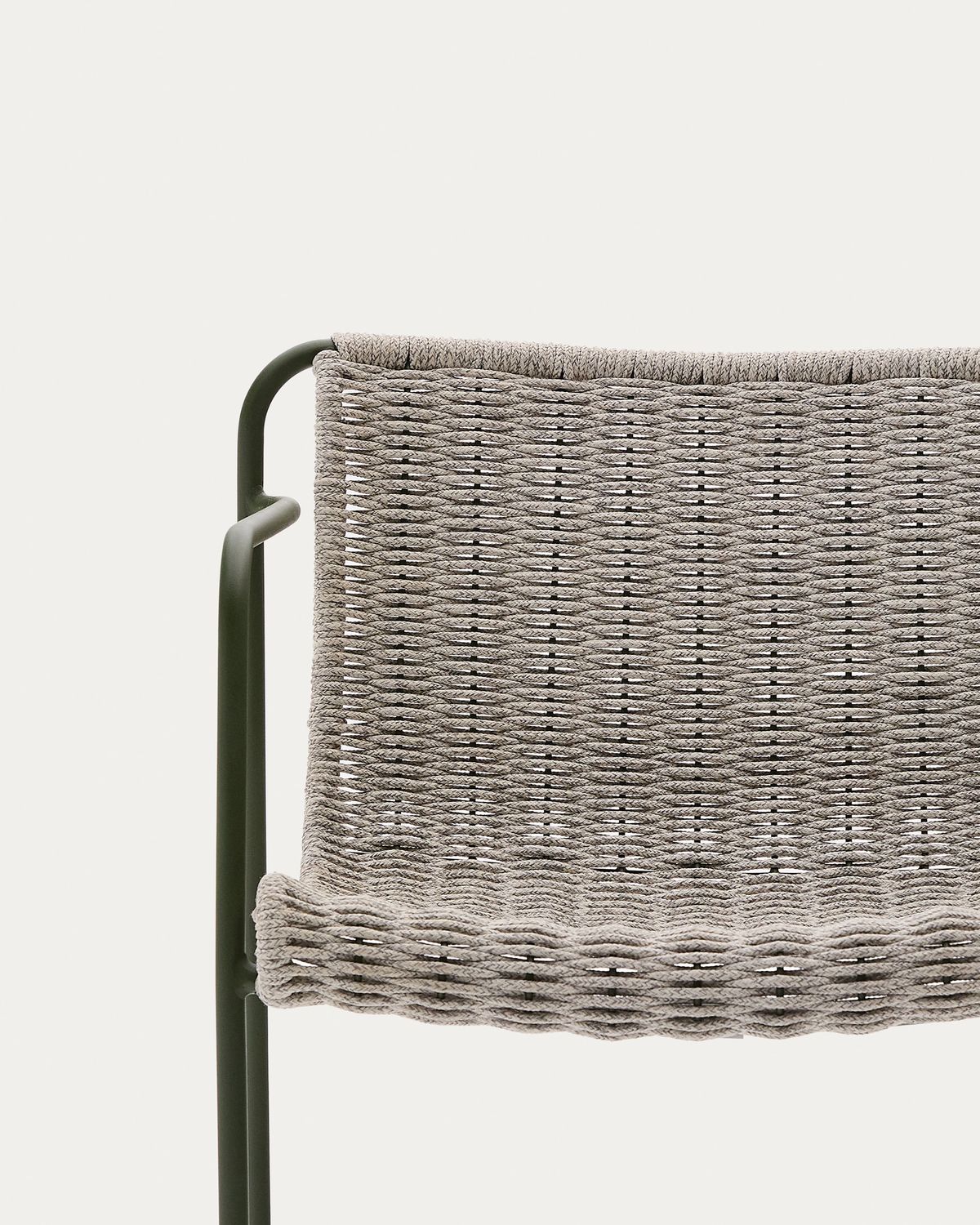 Silla apilable Maurina de acero galvanizado verde y cuerda crudo y gris