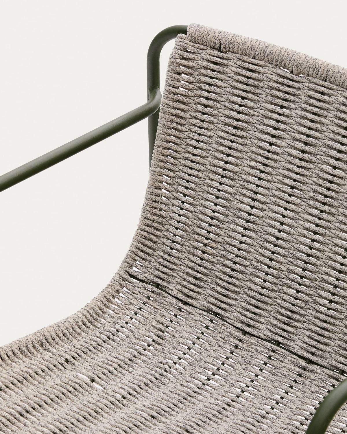Silla apilable Maurina de acero galvanizado verde y cuerda crudo y gris
