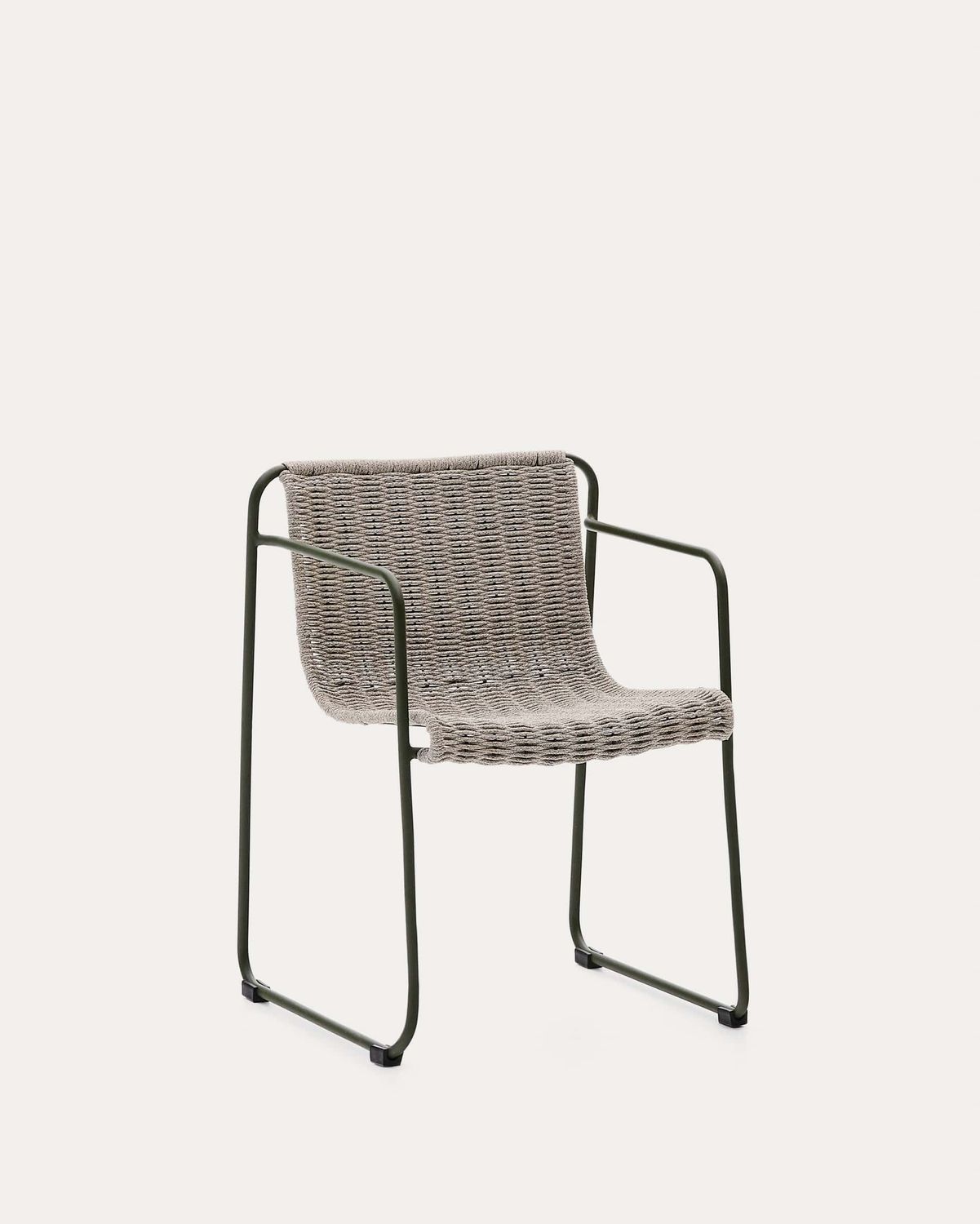 Silla apilable Maurina de acero galvanizado verde y cuerda crudo y gris