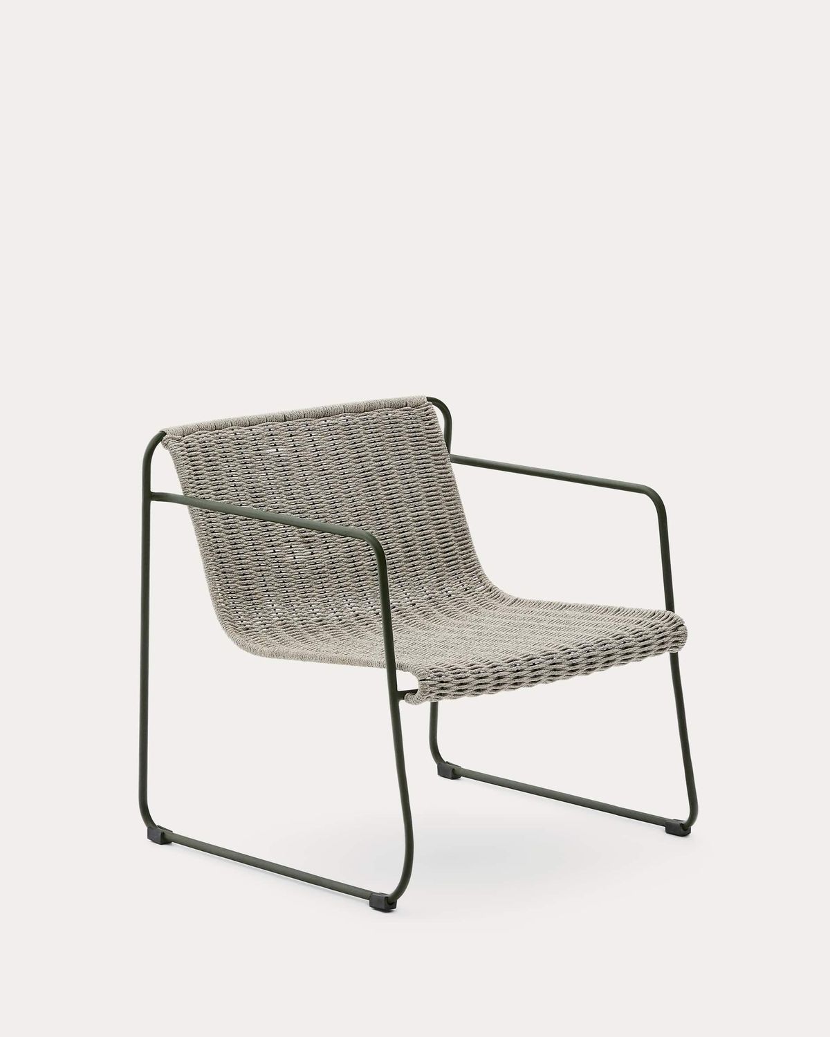 Silla apilable Maurina de acero galvanizado verde y cuerda crudo y gris