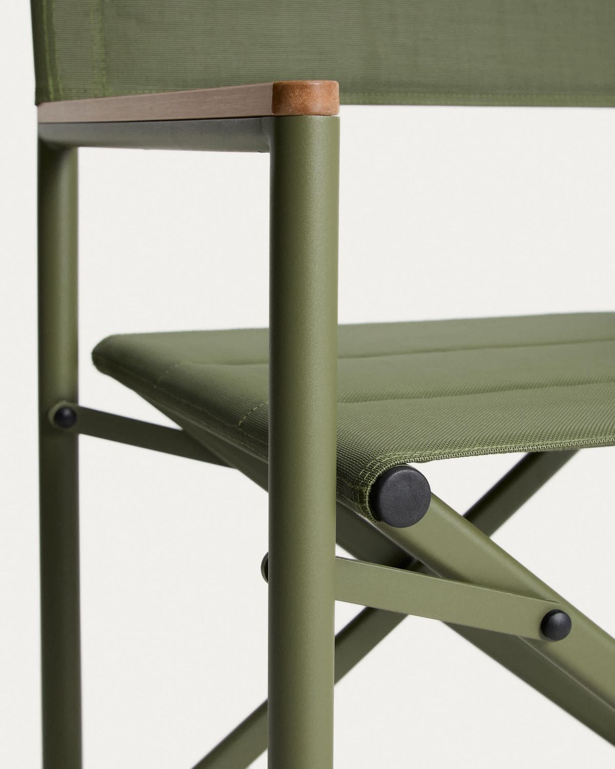 Silla plegable de exterior Tisno de aluminio verde y texteline verde