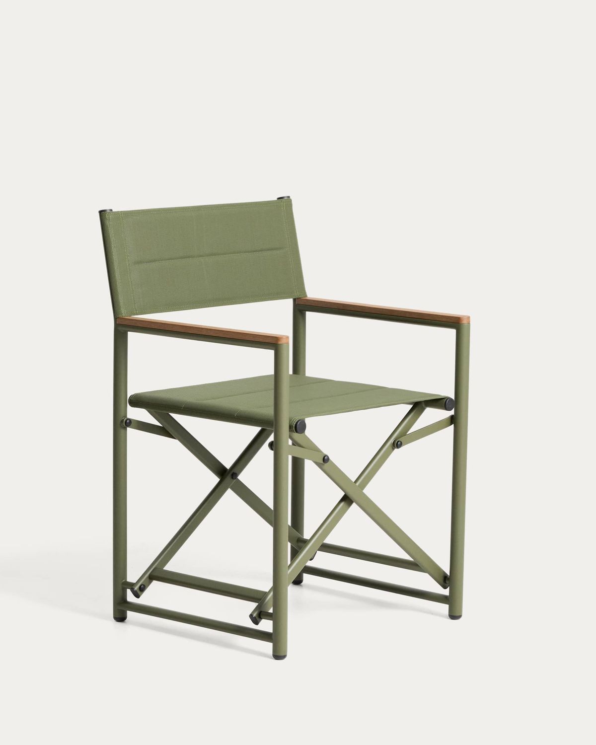 Silla plegable de exterior Tisno de aluminio verde y texteline verde