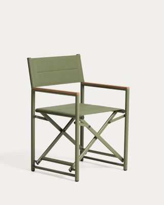 Silla plegable de exterior Tisno de aluminio verde y texteline verde