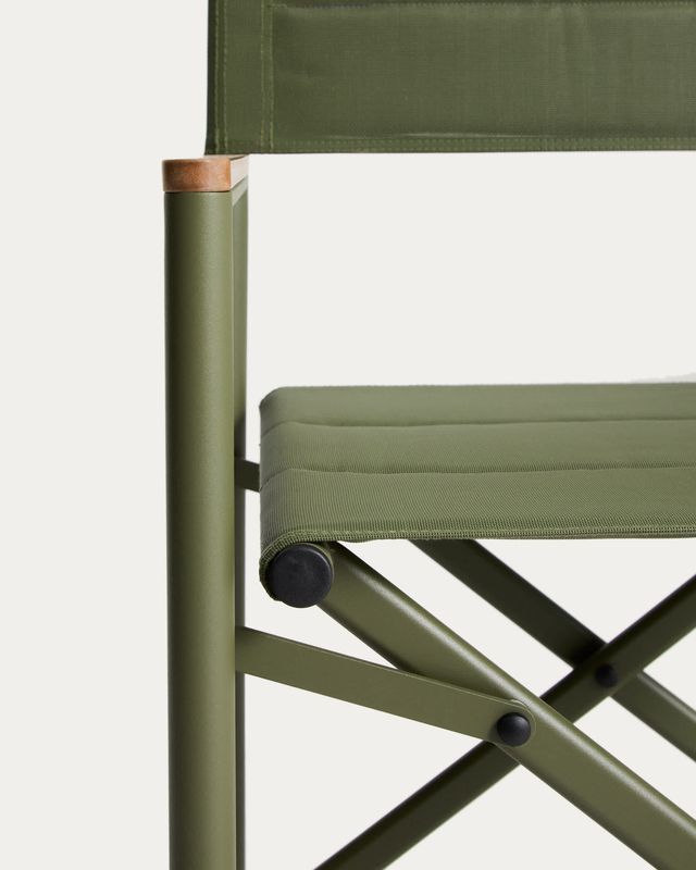 Silla plegable de exterior Tisno de aluminio verde y texteline verde