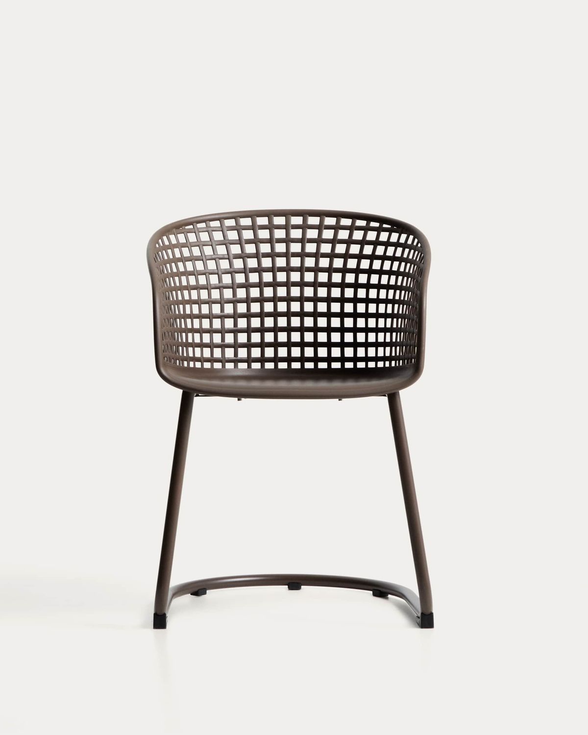 Silla de exterior Tenaro de plástico con estructura de acero marrón