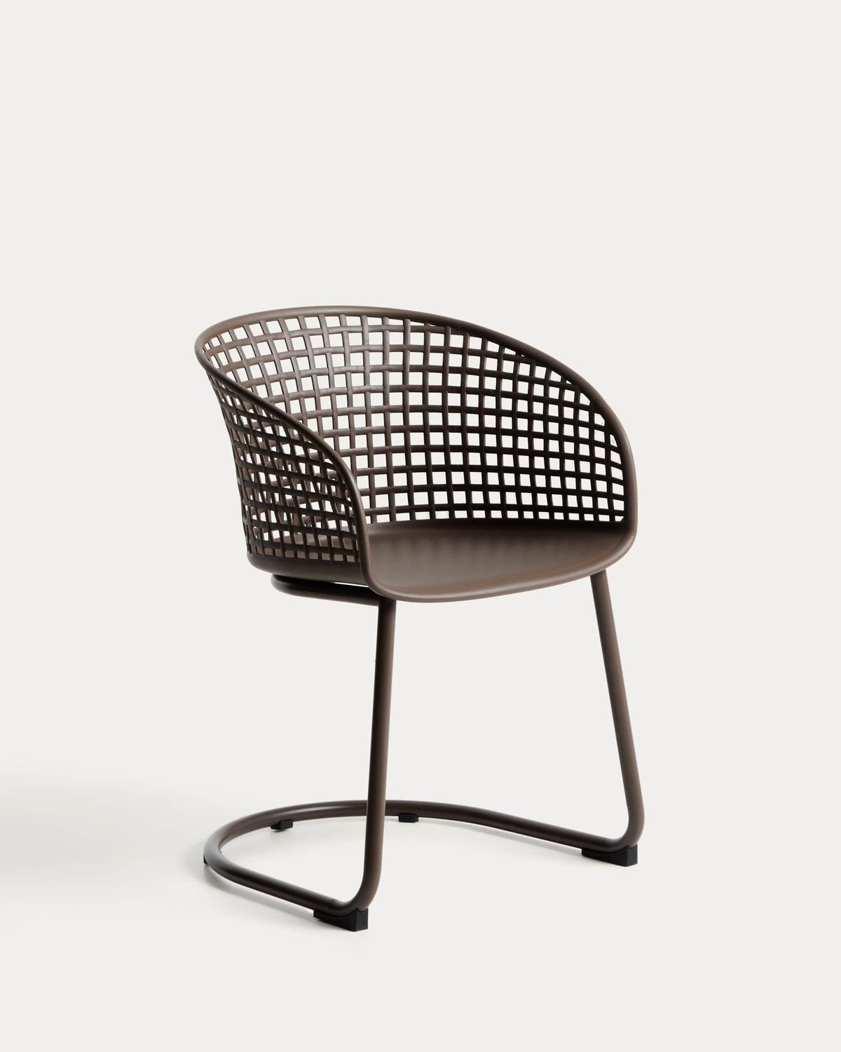 Silla de exterior Tenaro de plástico con estructura de acero marrón