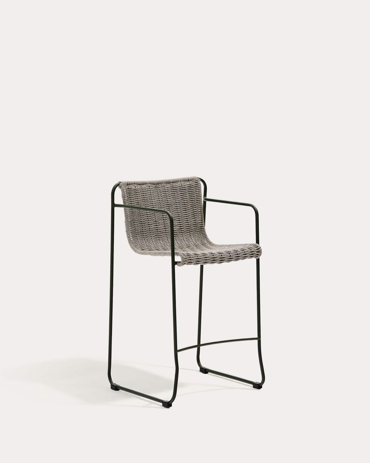 Taburete Maurina de acero galvanizado verde y cuerda crudo y gris 64,5 cm