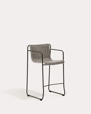 Taburete Maurina de acero galvanizado verde y cuerda crudo y gris 64,5 cm