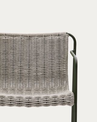 Taburete Maurina de acero galvanizado verde y cuerda crudo y gris 64,5 cm
