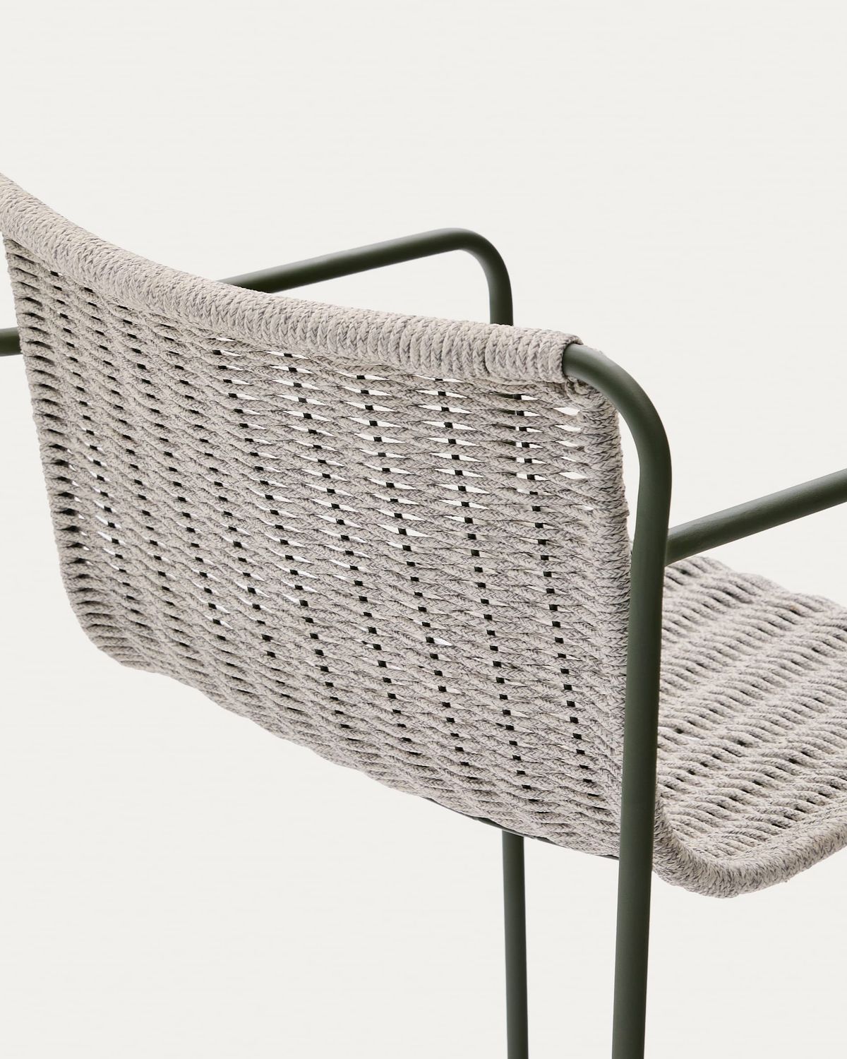 Taburete Maurina de acero galvanizado verde y cuerda crudo y gris 64,5 cm