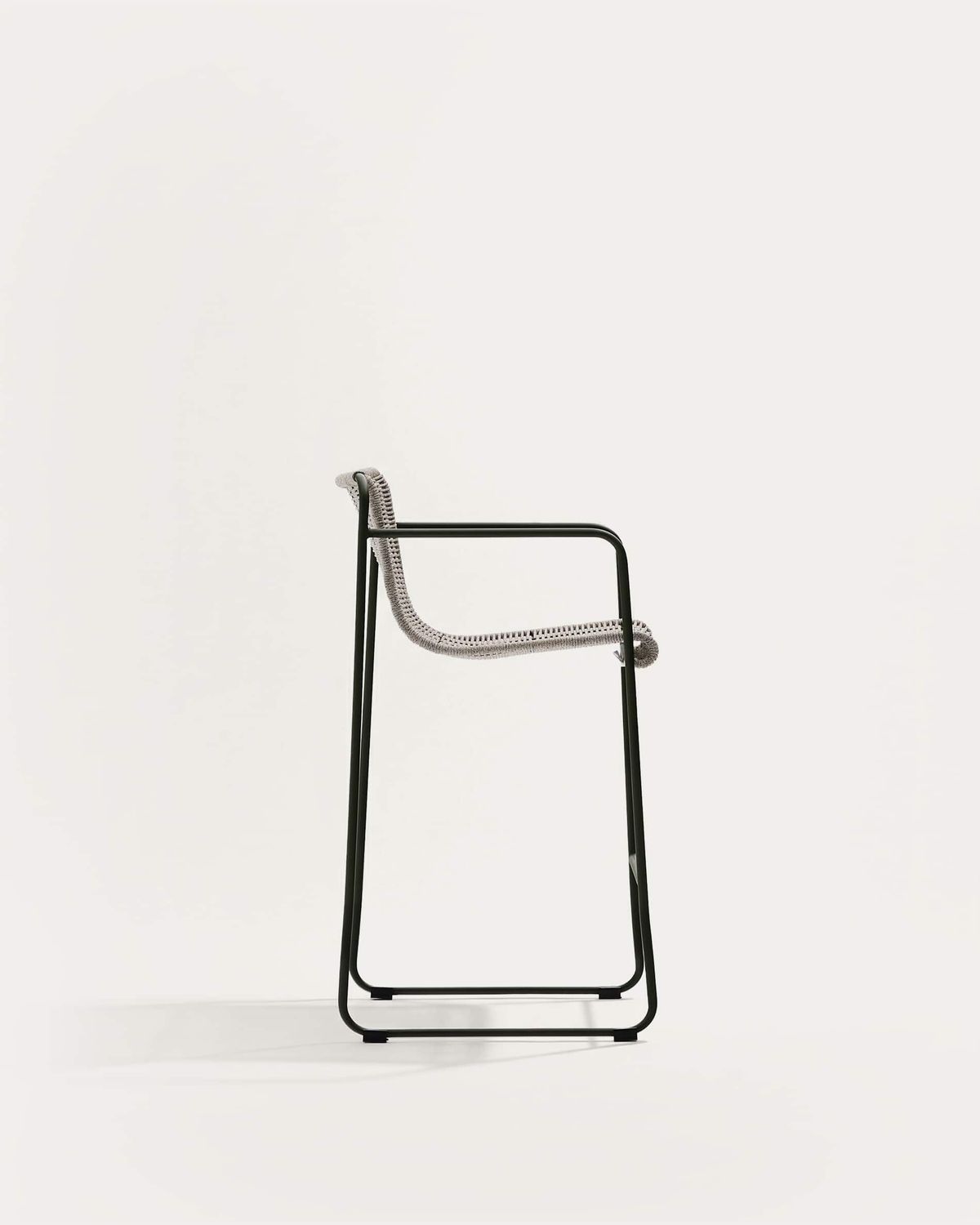 Taburete Maurina de acero galvanizado verde y cuerda crudo y gris 64,5 cm