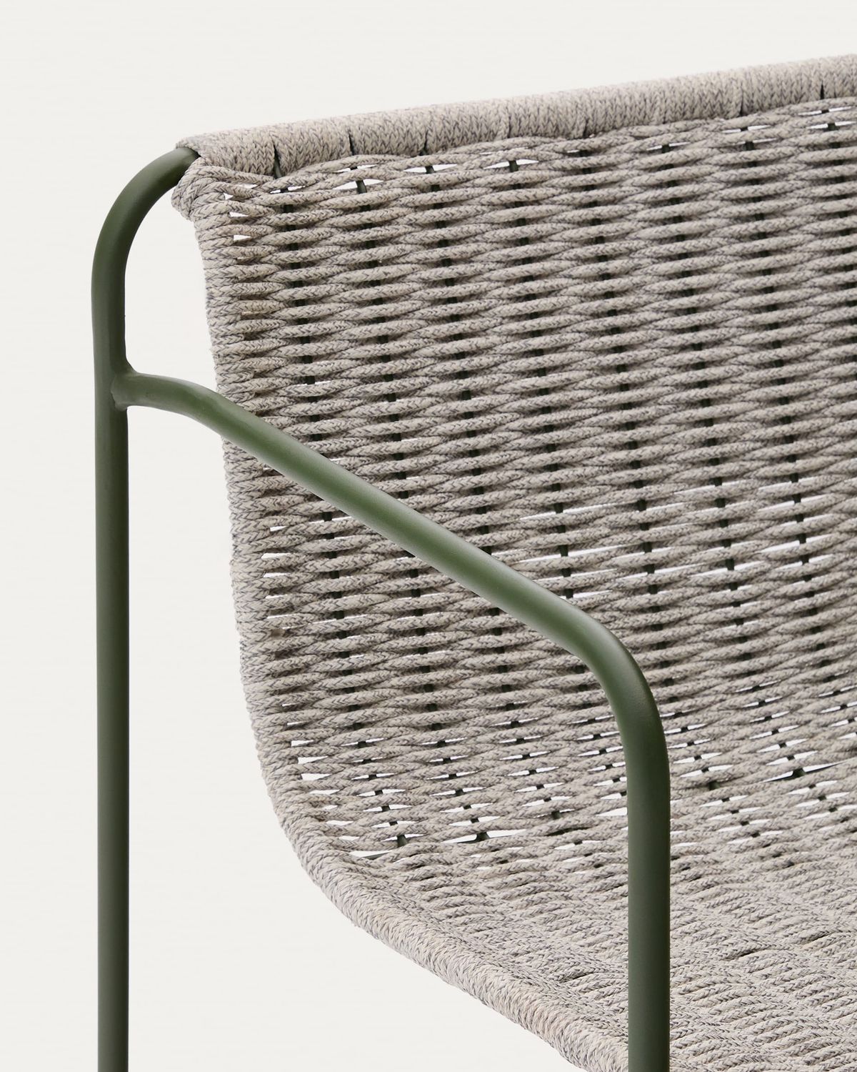Taburete Maurina de acero galvanizado verde y cuerda crudo y gris 64,5 cm