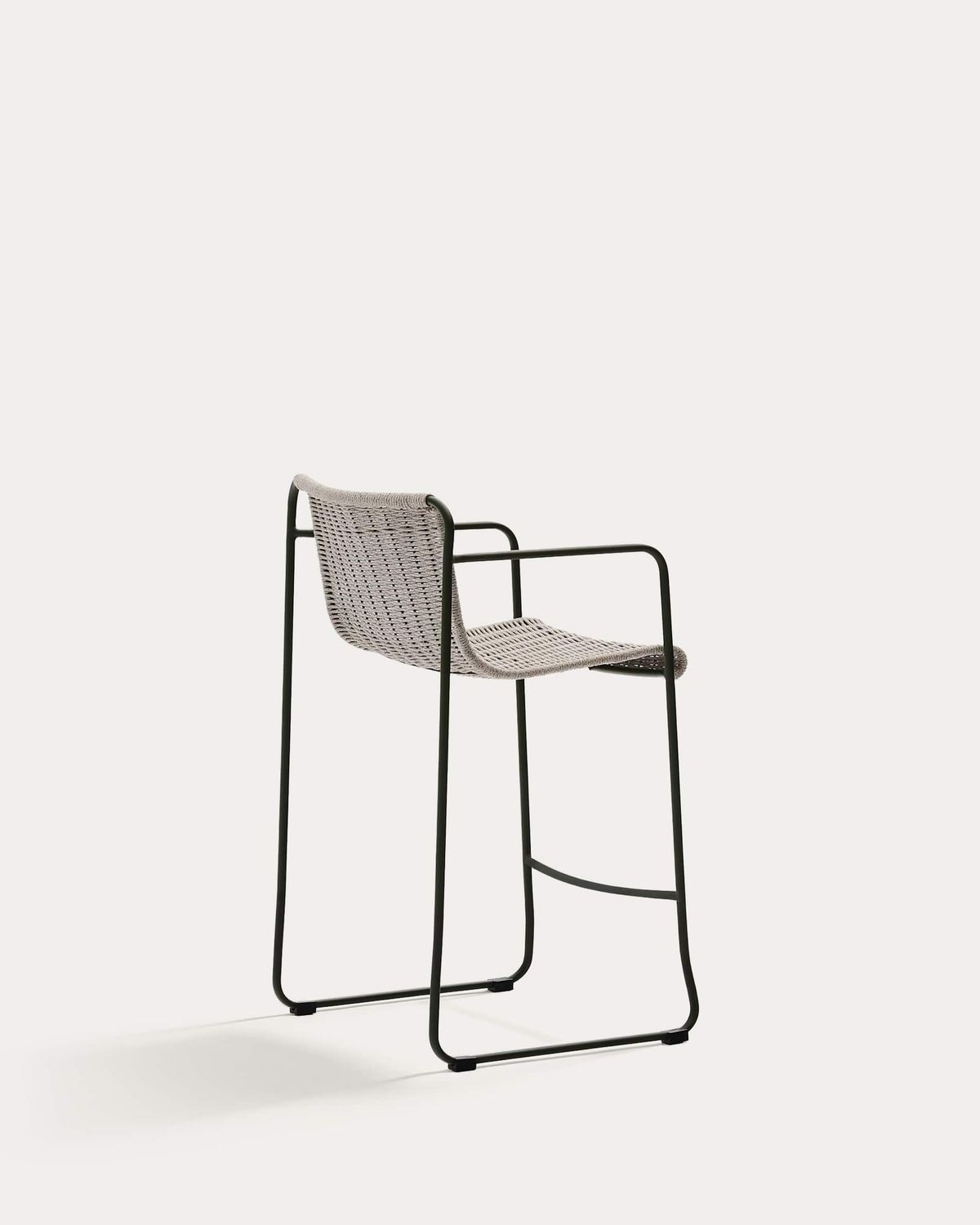 Taburete Maurina de acero galvanizado verde y cuerda crudo y gris 64,5 cm