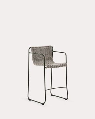 Taburete Maurina de acero galvanizado verde y cuerda crudo y gris 64,5 cm