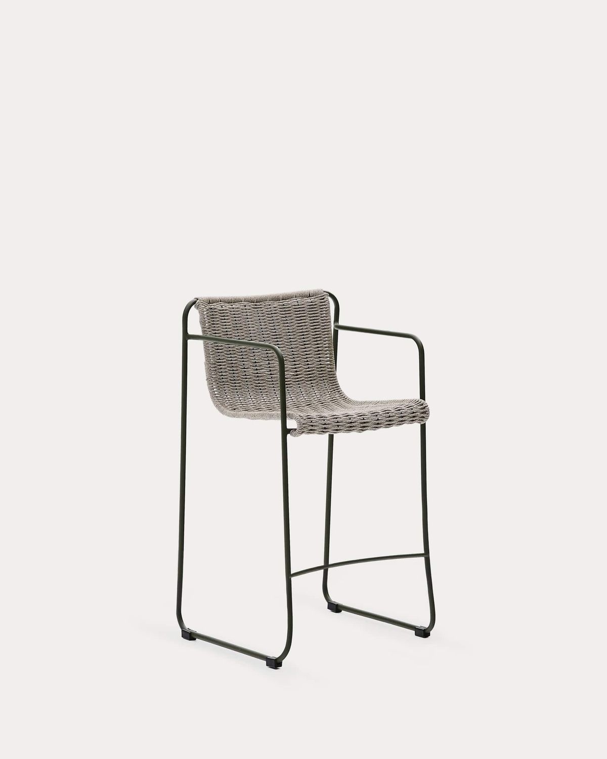 Taburete Maurina de acero galvanizado verde y cuerda crudo y gris 64,5 cm