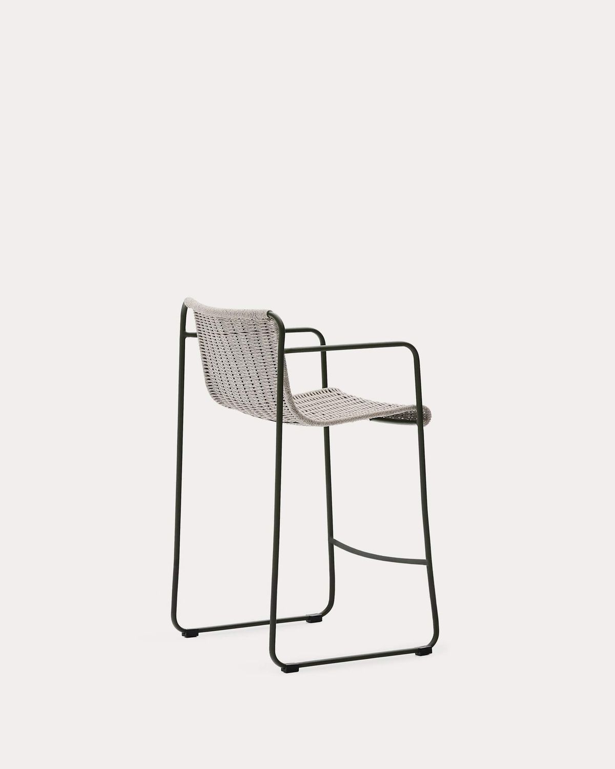 Taburete Maurina de acero galvanizado verde y cuerda crudo y gris 64,5 cm