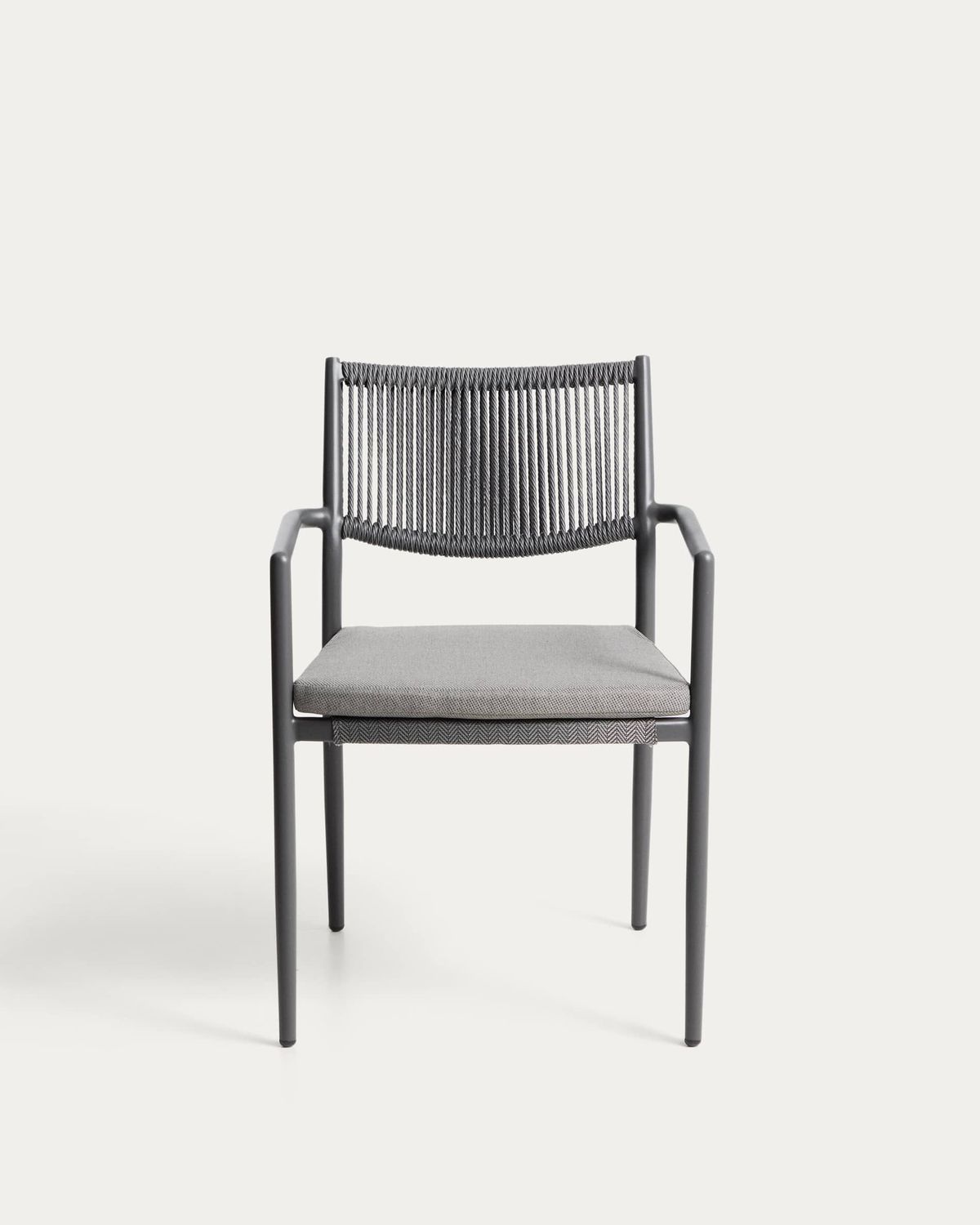 Silla apilable de exterior Argasi de aluminio grafito y cuerda sintética gris oscuro