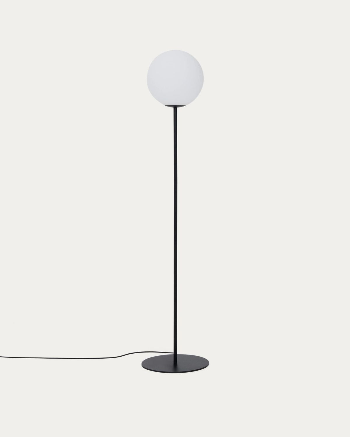 Lámpara de pie Brisia de metal con acabado negro y 1 bola de cristal glaseado Ø30 cm