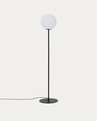 Lámpara de pie Brisia de metal con acabado negro y 1 bola de cristal glaseado Ø30 cm