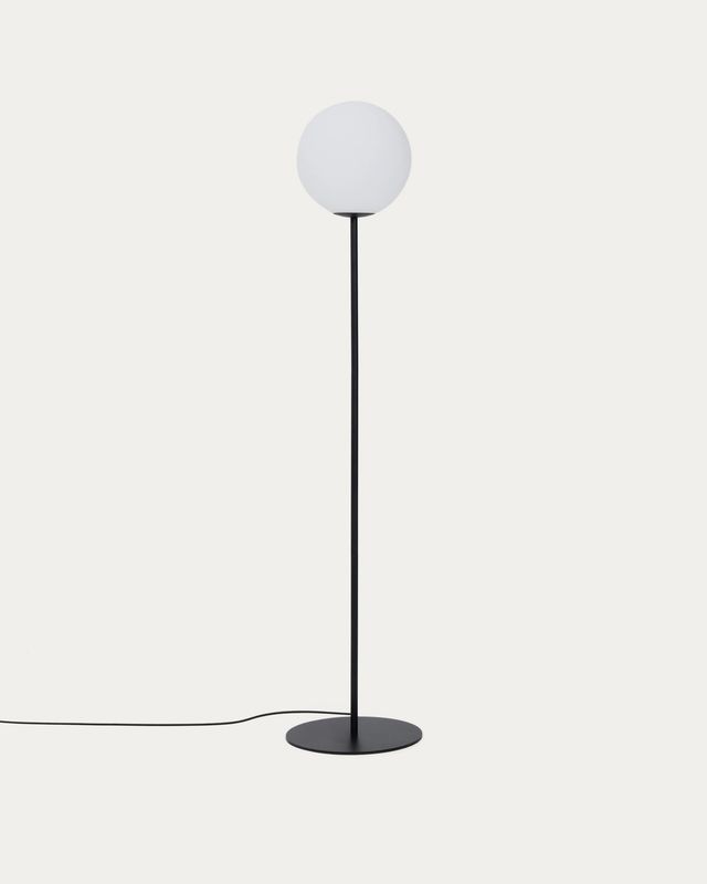 Lámpara de pie Brisia de metal con acabado negro y 1 bola de cristal glaseado Ø30 cm