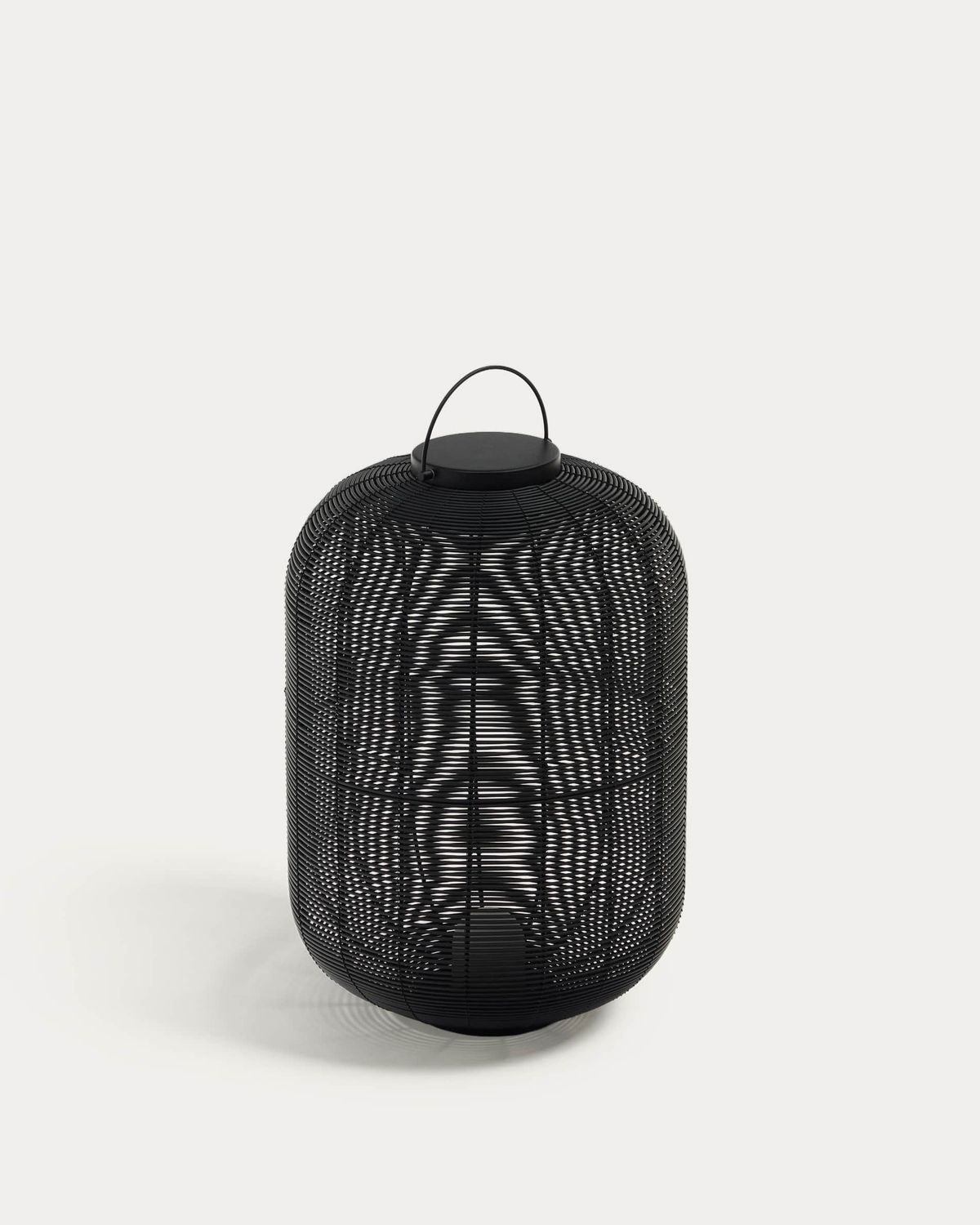 Lámpara de mesa grande portátil Saranella de ratán sintético negro
